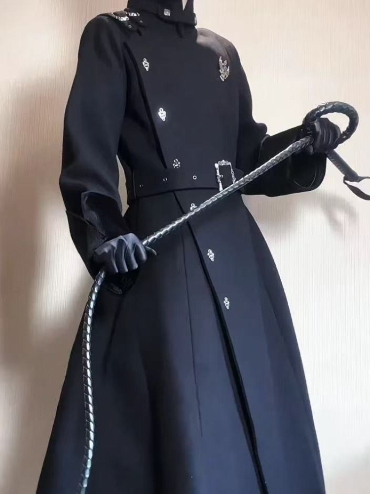 2025 Winter Gothic Belted Slim - Wool Coat Peacoat ulasan dan harga