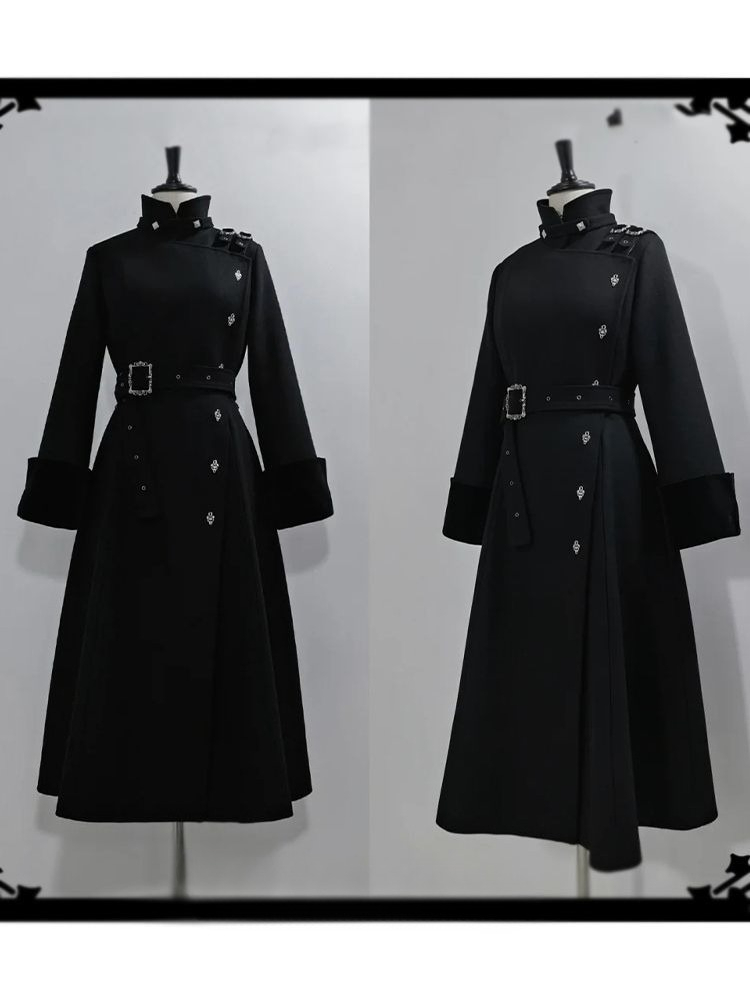 2025 Winter Gothic Belted Slim - Wool Coat Peacoat ulasan dan harga