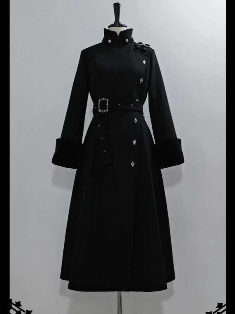 2025 Winter Gothic Belted Slim - Wool Coat Peacoat ulasan dan harga