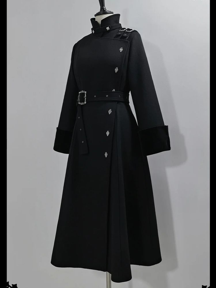 2025 Winter Gothic Belted Slim - Wool Coat Peacoat ulasan dan harga