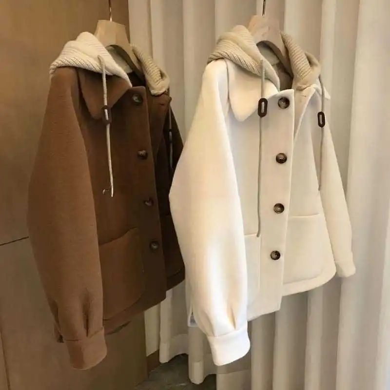 Women's Hooded Woolen Coat 202 - Wool Coat Peacoat ulasan dan harga
