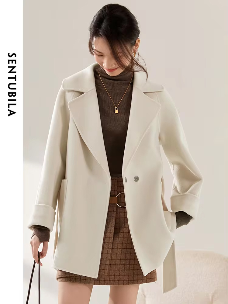 SENTUBILA Women Winter Wool Co - Wool Coat Peacoat ulasan dan harga