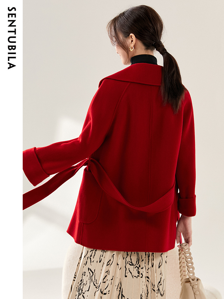 SENTUBILA Women Winter Wool Co - Wool Coat Peacoat ulasan dan harga