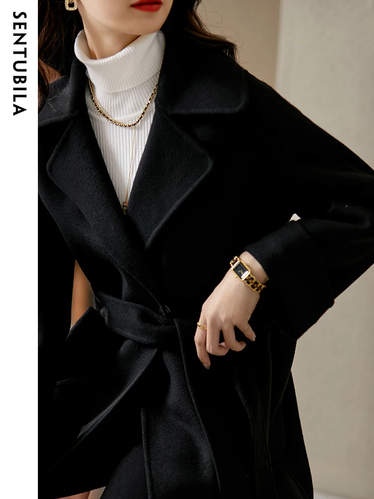 SENTUBILA Women Winter Wool Co - Wool Coat Peacoat ulasan dan harga