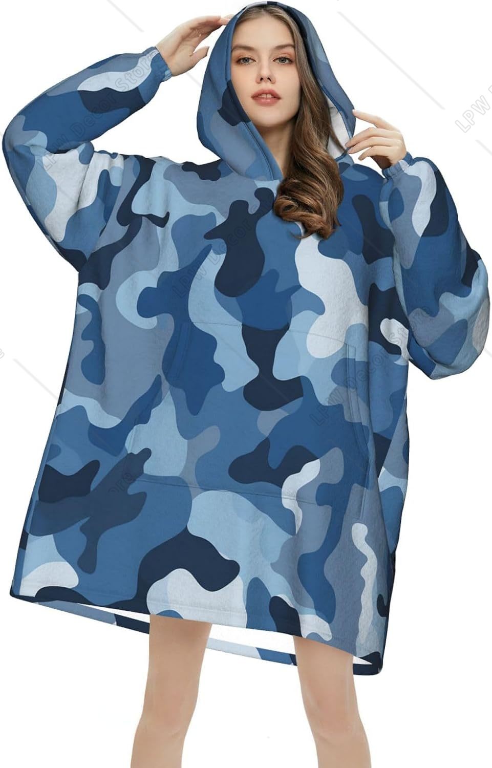 Classic Blue Camo Wearable Bla - Sherpa Hoodie Fleece ulasan dan harga