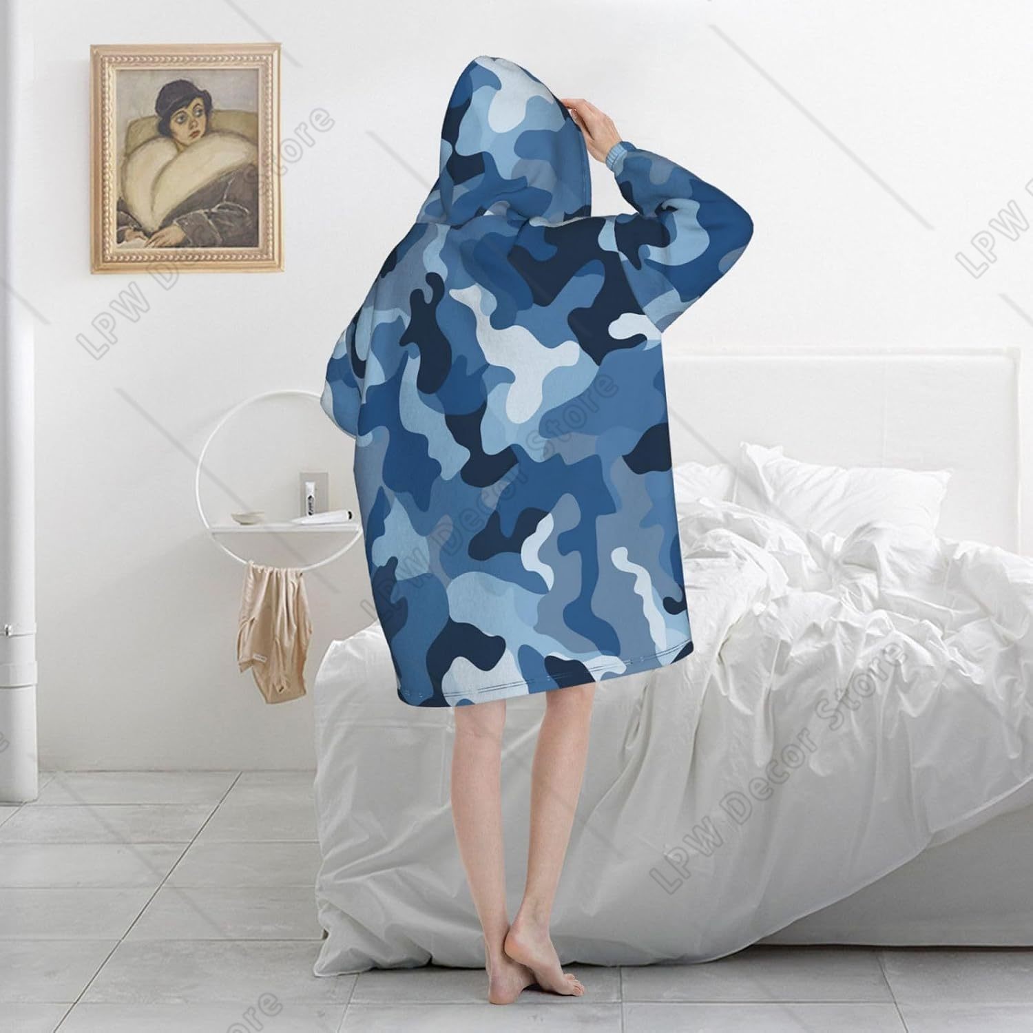 Classic Blue Camo Wearable Bla - Sherpa Hoodie Fleece ulasan dan harga