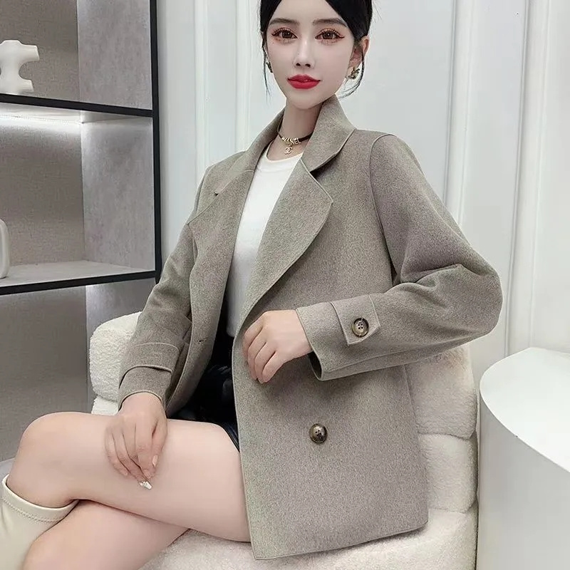 Autumn Winter Black Woolen Coa - Wool Coat Peacoat ulasan dan harga