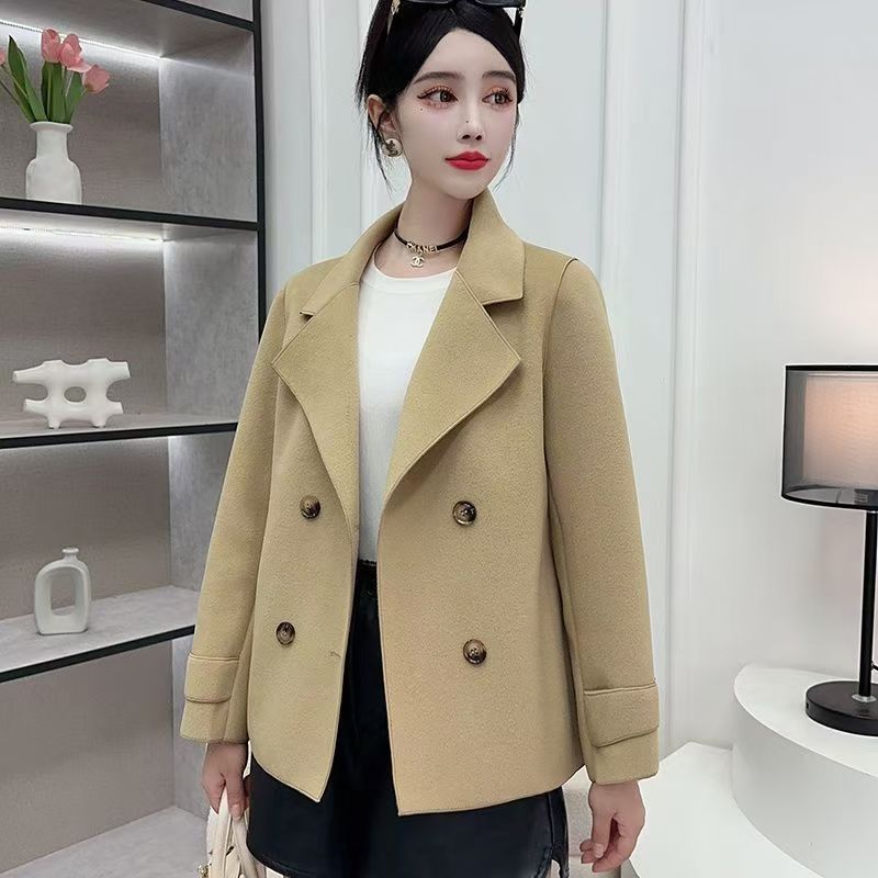 Autumn Winter Black Woolen Coa - Wool Coat Peacoat ulasan dan harga
