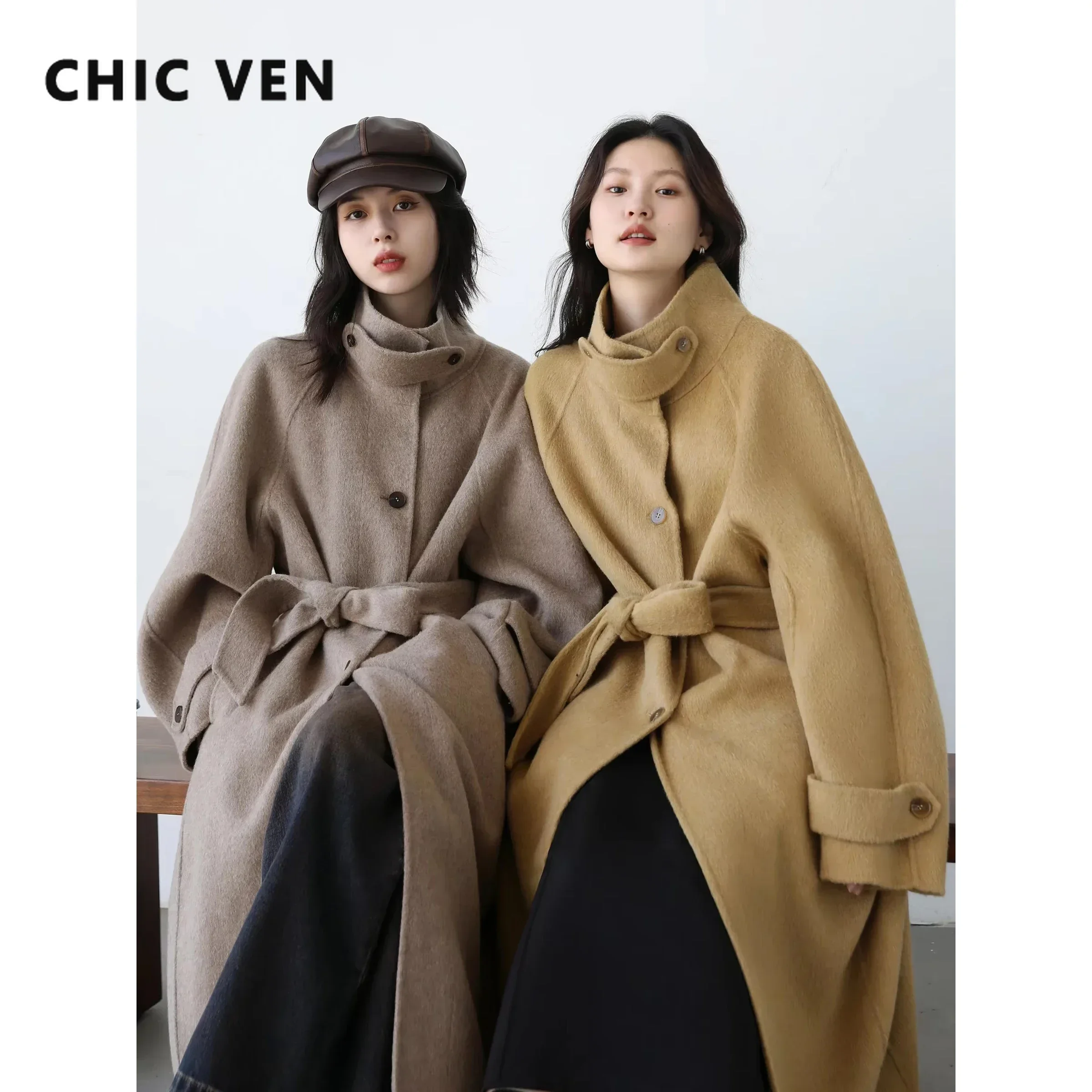 CHIC VEN Korean Women Woolen C - Wool Coat Peacoat ulasan dan harga