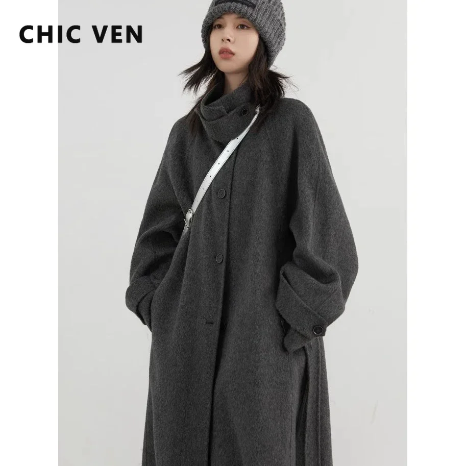 CHIC VEN Korean Women Woolen C - Wool Coat Peacoat ulasan dan harga