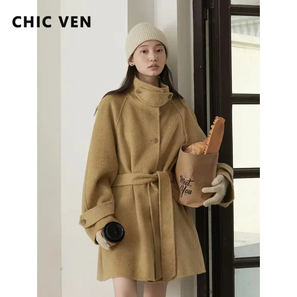 CHIC VEN Korean Women Woolen C - Wool Coat Peacoat ulasan dan harga