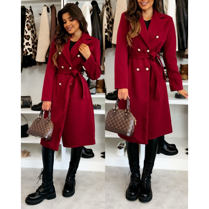Women's Woolen Coat Autumn Win - Wool Coat Peacoat ulasan dan harga