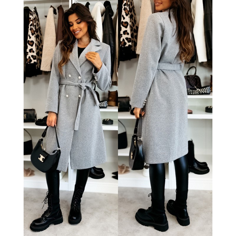 Women's Woolen Coat Autumn Win - Wool Coat Peacoat ulasan dan harga