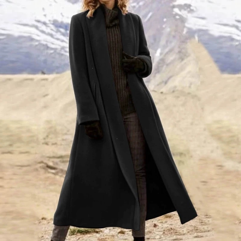 Plus Size Extra Long Woolen Co - Wool Coat Peacoat ulasan dan harga