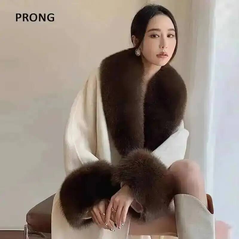 100% Real Fox Fur Collar Winte - Shawl Wrap Winter ulasan dan harga