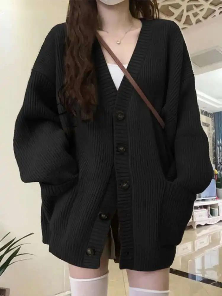 Loose Cardigan Women Long Slee - Wool Coat Peacoat ulasan dan harga