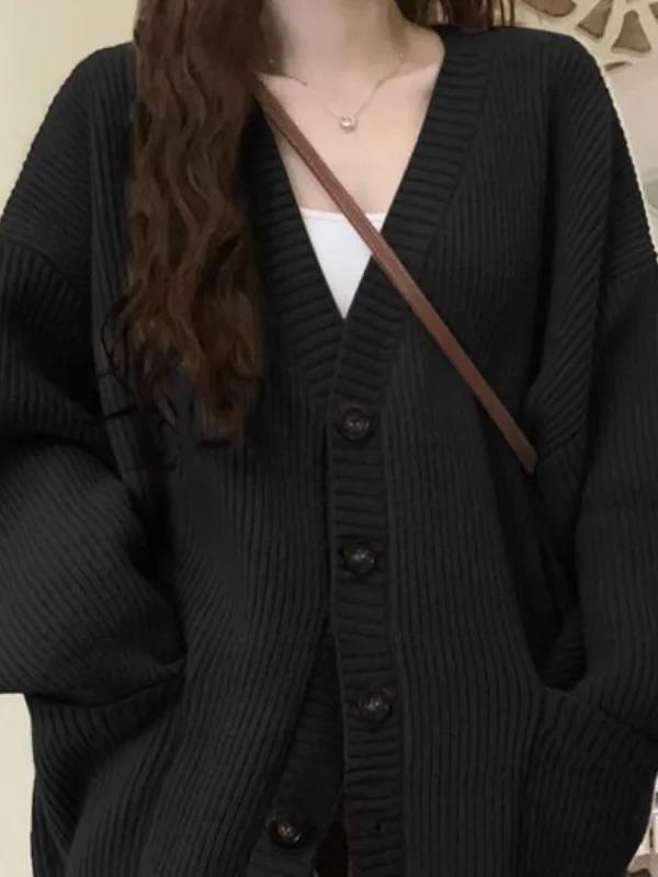 Loose Cardigan Women Long Slee - Wool Coat Peacoat ulasan dan harga