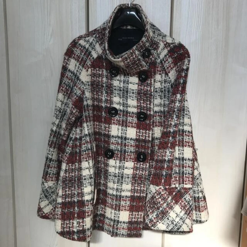 Warm Checkered Turtleneck Shou - Wool Coat Peacoat ulasan dan harga