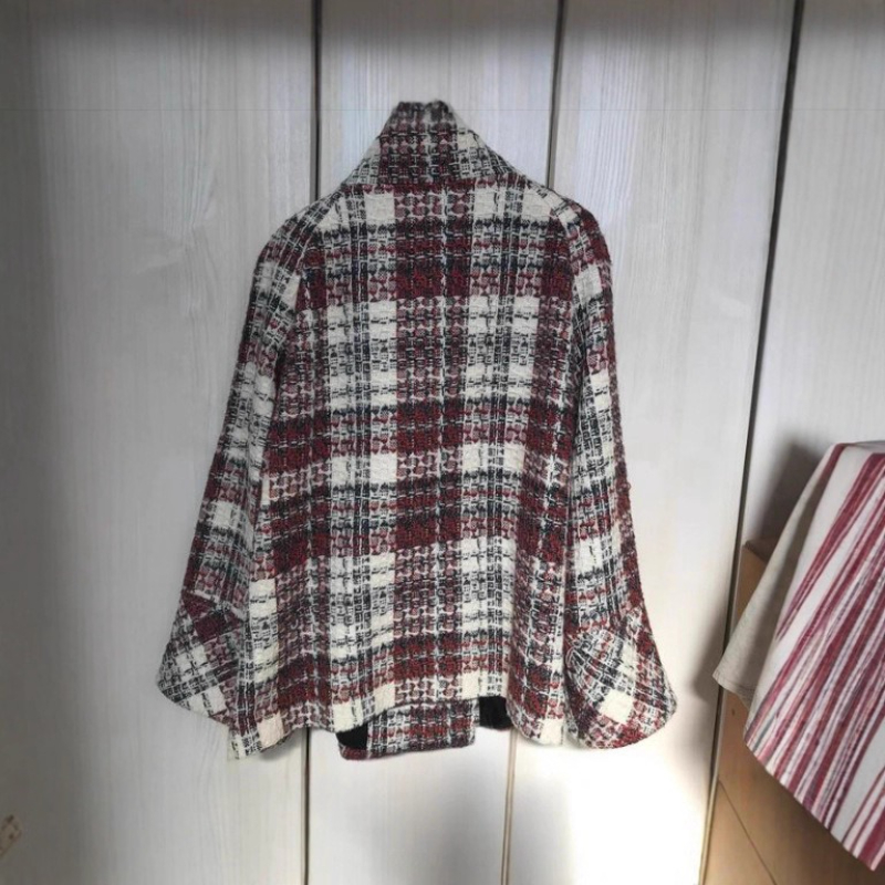 Warm Checkered Turtleneck Shou - Wool Coat Peacoat ulasan dan harga